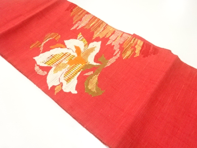 JAPANESE NAGOYA OBI / TSUMUGI / WOVEN FLORAL PLANTS